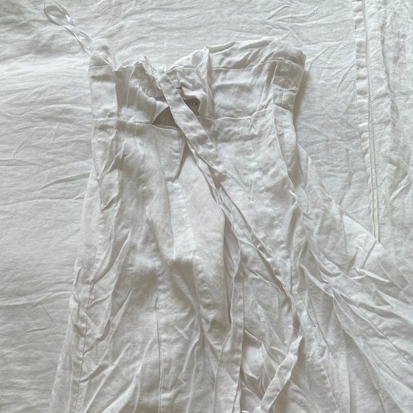 DIISH VERDES WHITE LINEN MIDI DRESS - Picture 3 of 4